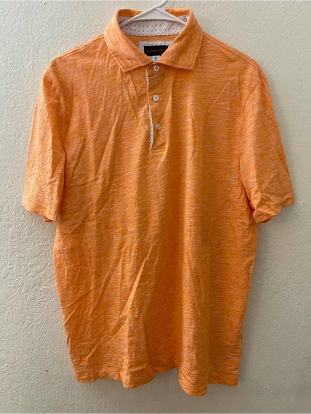 Thomas Dean Orange Heather Polo Shirt Men Size Medium Casual